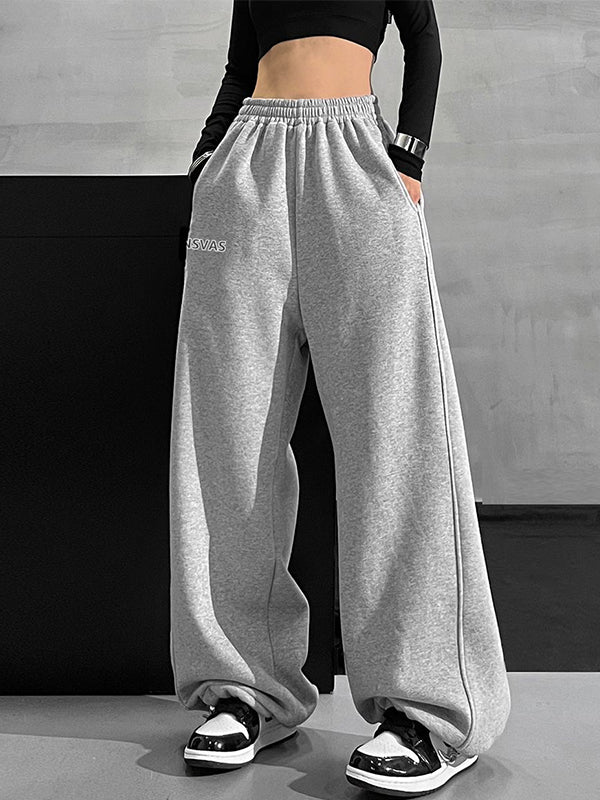 Letter Print Stretchy Waist Loose Sweatpants - Image 3