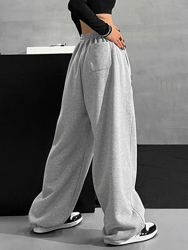 Letter Print Stretchy Waist Loose Sweatpants - Image 4