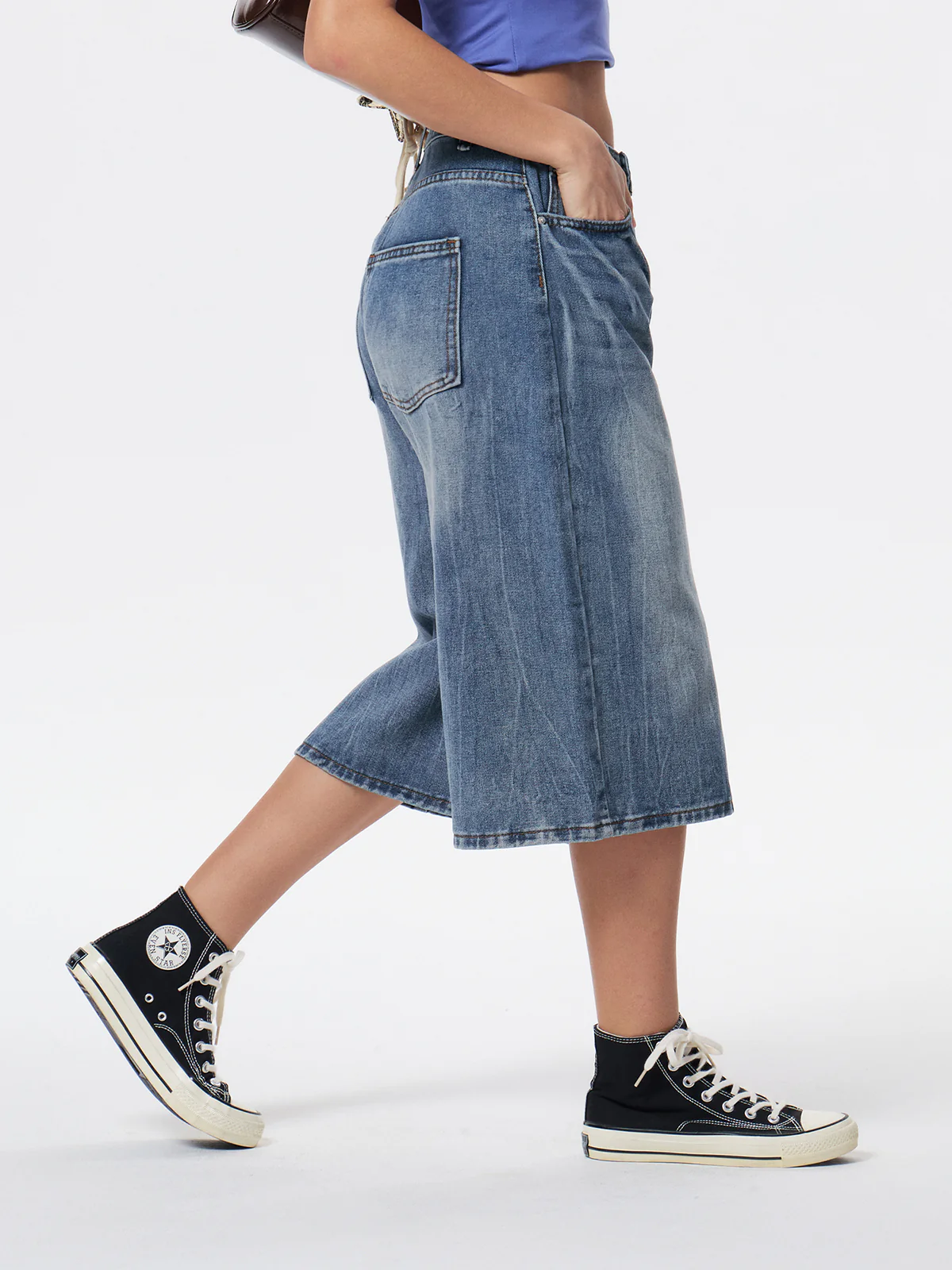 Lightning Print Loose Denim Shorts - Image 19