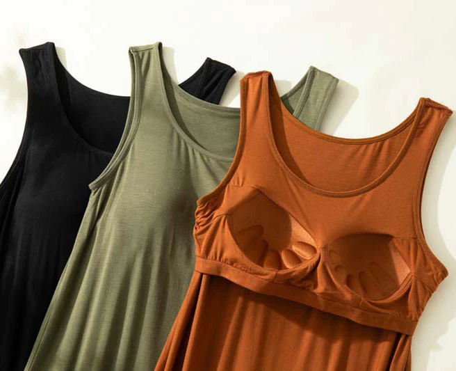 Loose Camisole Dress with Built-in Bra - Image 3
