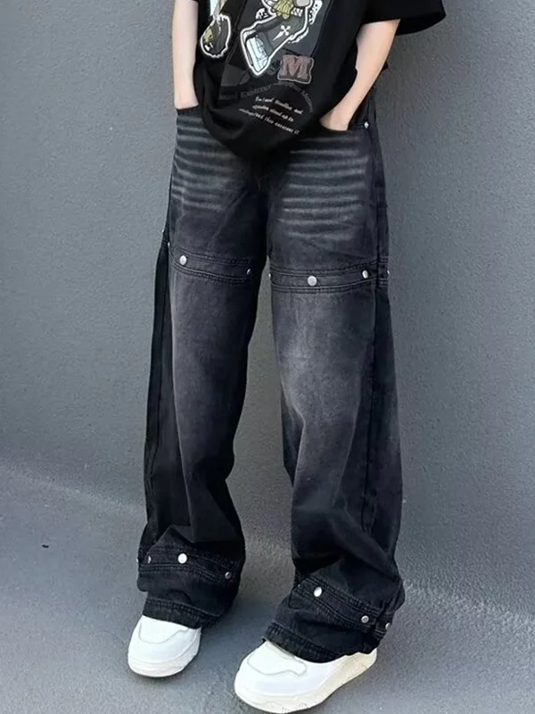 Loose Versatile Hip-Hop Straight Leg Cargo Jeans