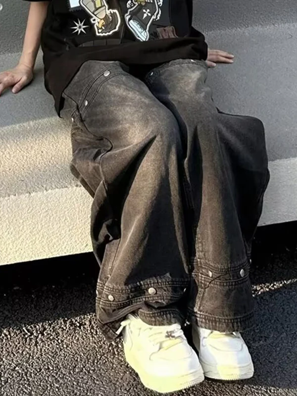 Loose Versatile Hip-Hop Straight Leg Cargo Jeans - Image 3