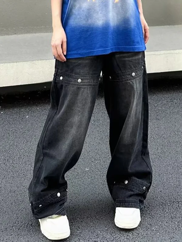 Loose Versatile Hip-Hop Straight Leg Cargo Jeans - Image 5