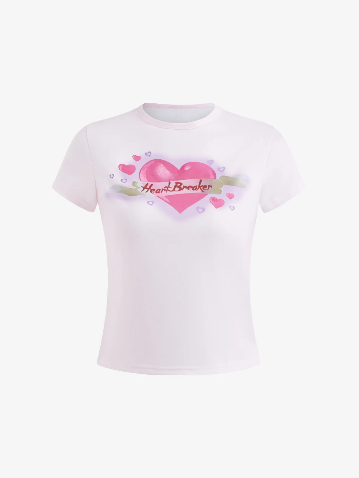 Love Heart Print Slim Short Sleeve Tee