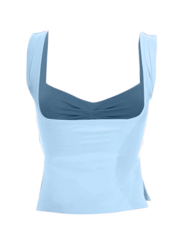 Low Cut Sleeveless Sweetheart Neck Cropped Tank Top - Image 10