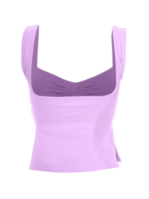 Low Cut Sleeveless Sweetheart Neck Cropped Tank Top - Image 13