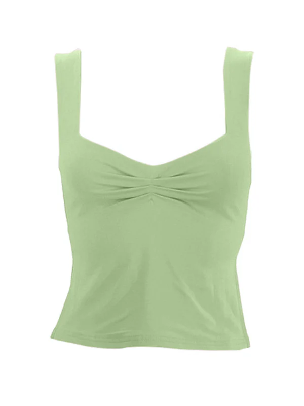 Low Cut Sleeveless Sweetheart Neck Cropped Tank Top - Image 15
