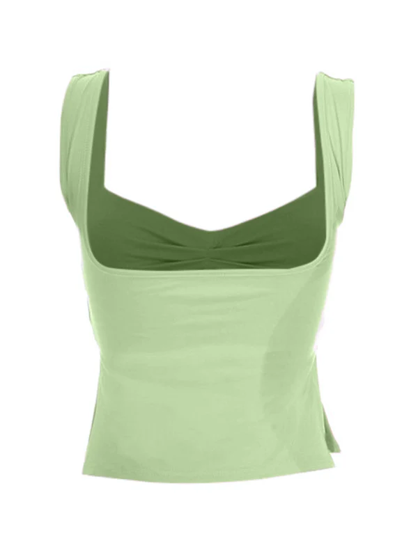 Low Cut Sleeveless Sweetheart Neck Cropped Tank Top - Image 16