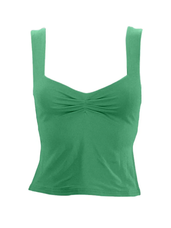 Low Cut Sleeveless Sweetheart Neck Cropped Tank Top - Image 18