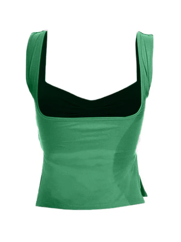 Low Cut Sleeveless Sweetheart Neck Cropped Tank Top - Image 19