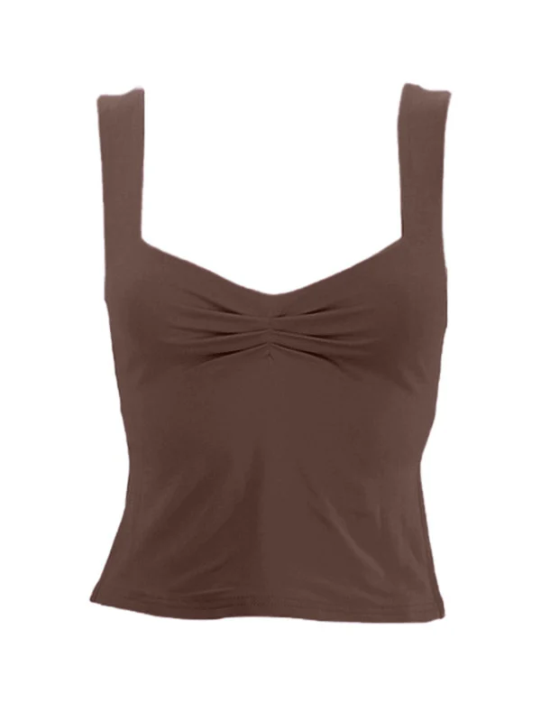 Low Cut Sleeveless Sweetheart Neck Cropped Tank Top - Image 22