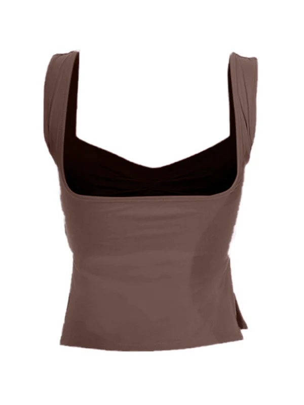 Low Cut Sleeveless Sweetheart Neck Cropped Tank Top - Image 23