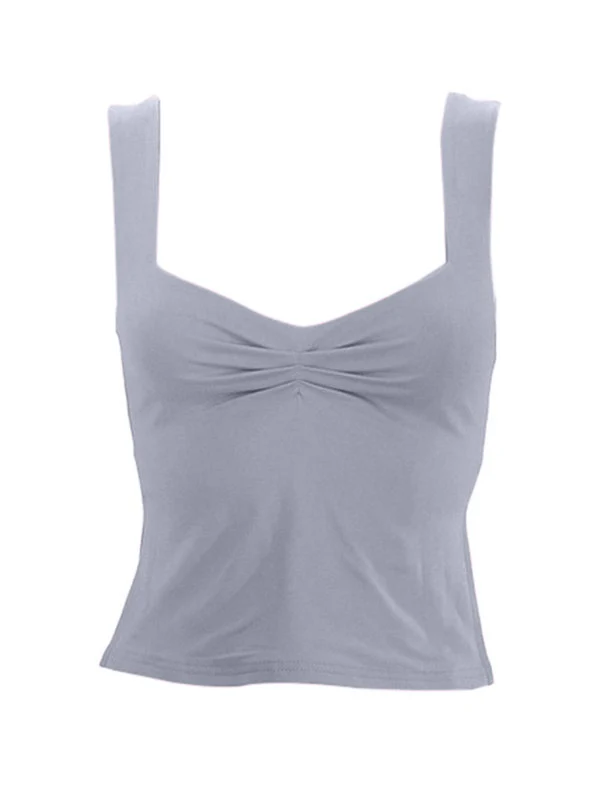 Low Cut Sleeveless Sweetheart Neck Cropped Tank Top - Image 26