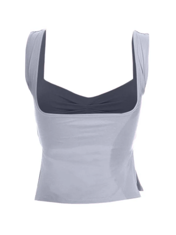 Low Cut Sleeveless Sweetheart Neck Cropped Tank Top - Image 27