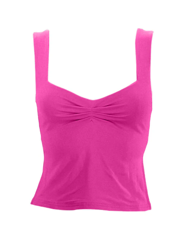 Low Cut Sleeveless Sweetheart Neck Cropped Tank Top - Image 6