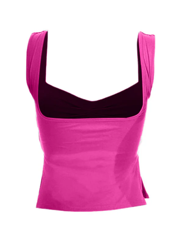 Low Cut Sleeveless Sweetheart Neck Cropped Tank Top - Image 7