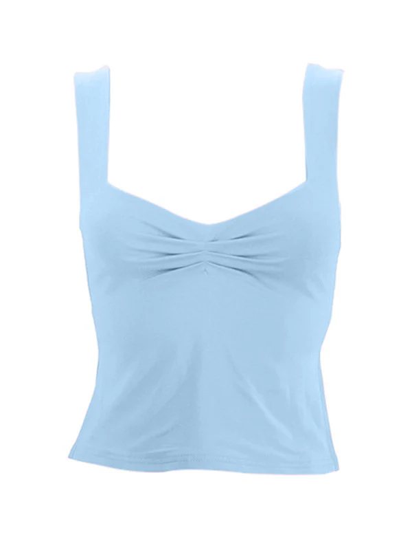 Low Cut Sleeveless Sweetheart Neck Cropped Tank Top - Image 9