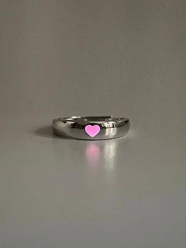 Luminous Heart Pattern Cuff Ring - Image 7