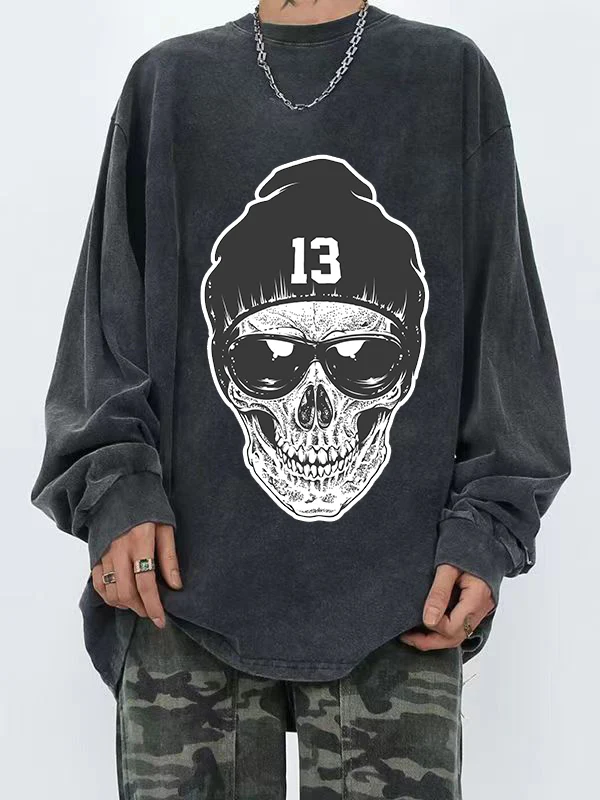 Man's Skull Series Print Long Sleeve Tee - Image 3