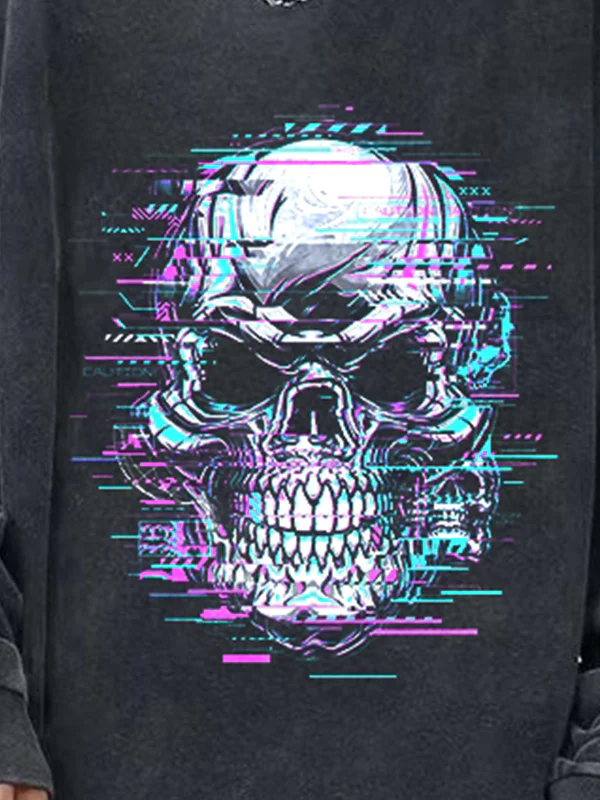Man's Skull Series Print Long Sleeve Tee - Image 5