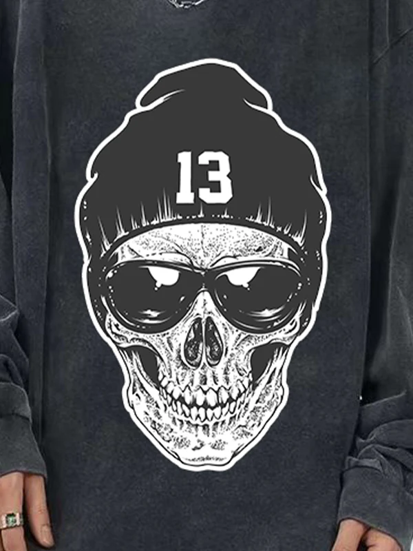 Man's Skull Series Print Long Sleeve Tee - Image 6