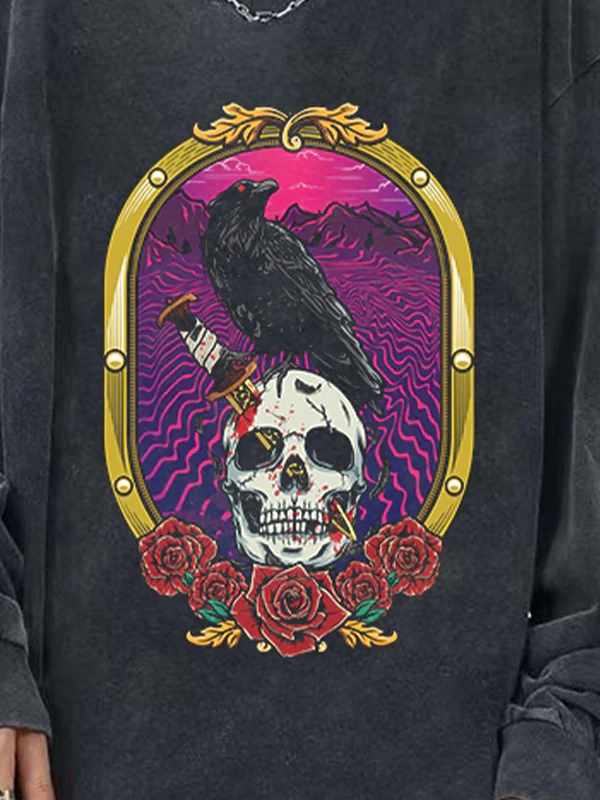 Man's Skull Series Print Long Sleeve Tee - Image 7