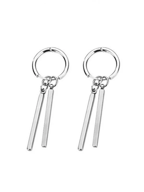 Men's 1pc Geometric Pendant Hoop Earring - Image 4