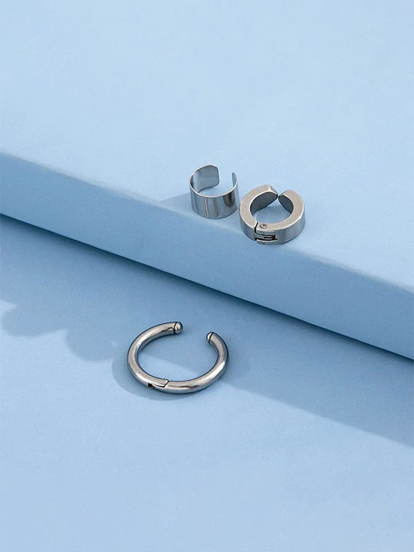 Men's 3pcs Simple Ear Cuff Set - Image 3