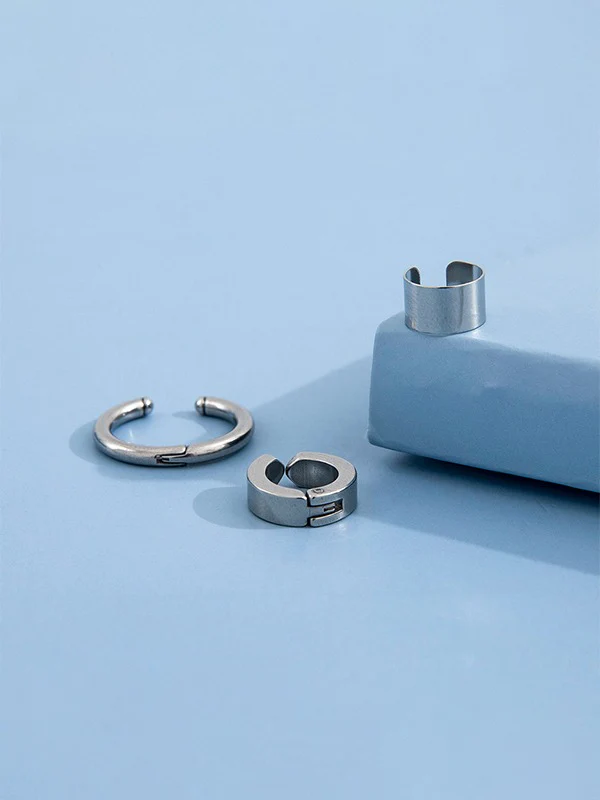 Men's 3pcs Simple Ear Cuff Set - Image 5