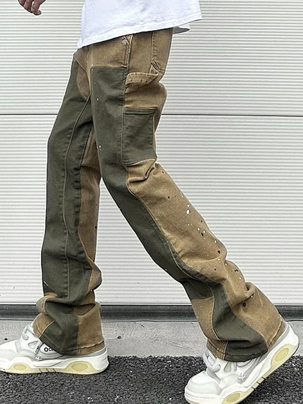 Men's Colour Block Loose Jeans - Image 4