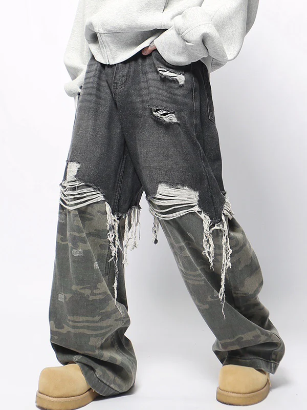 Men's Colour Block Loose Jeans - Image 3