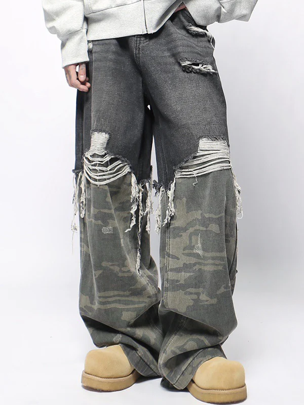 Men's Colour Block Loose Jeans - Image 4