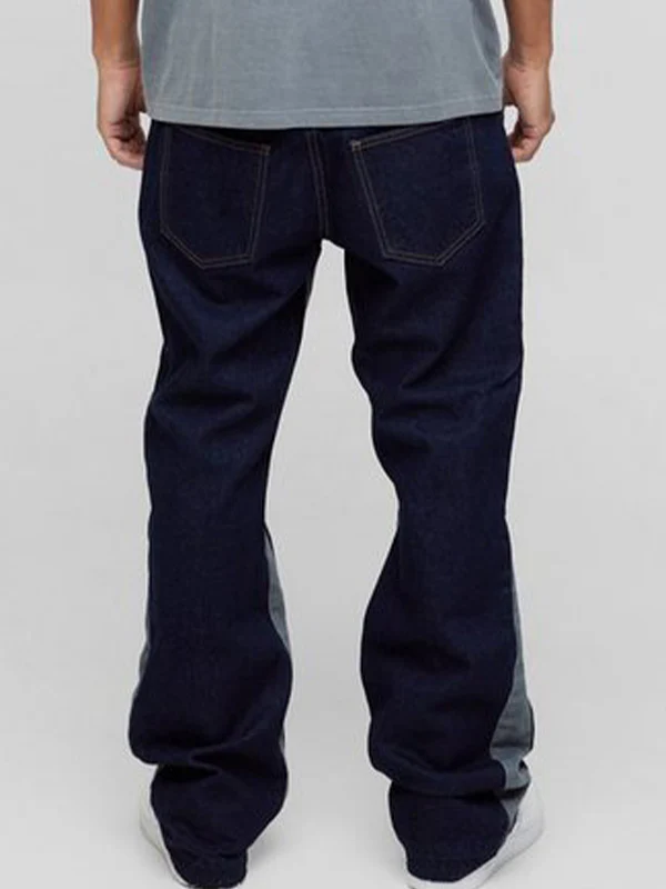 Men's Colour Block Print Loose Jeans - Image 3