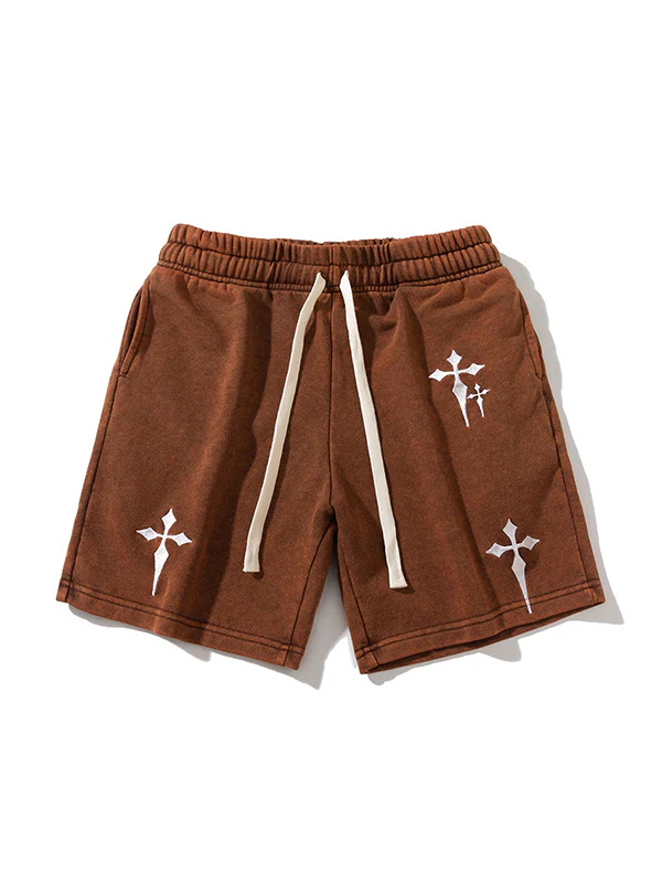 Men's Cross Embroidery Casual Shorts - Image 2