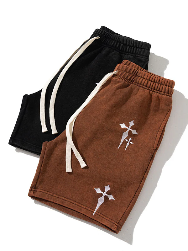 Men's Cross Embroidery Casual Shorts - Image 5