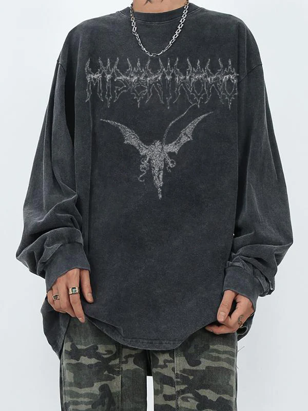 Men's Dark Oversized Long Sleeve Tee
