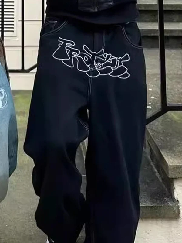 Men's Digital Embroidered Loose Jeans