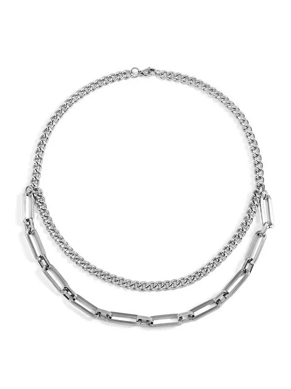 Men's Double Layered Link Chain Necklace - Image 2