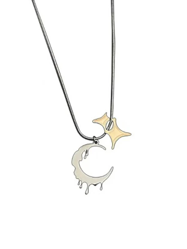 Men's Drip Crescent Moon Necklace - Image 3