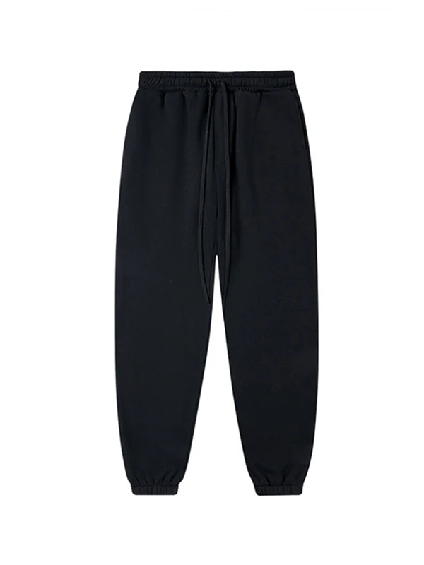 Men's Hip Pop Fleece Solid Color Bound Feet Sweatpants - Image 5