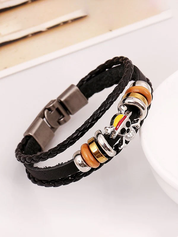 Men's Layered Braided Pu Leather Bracelet - Image 3