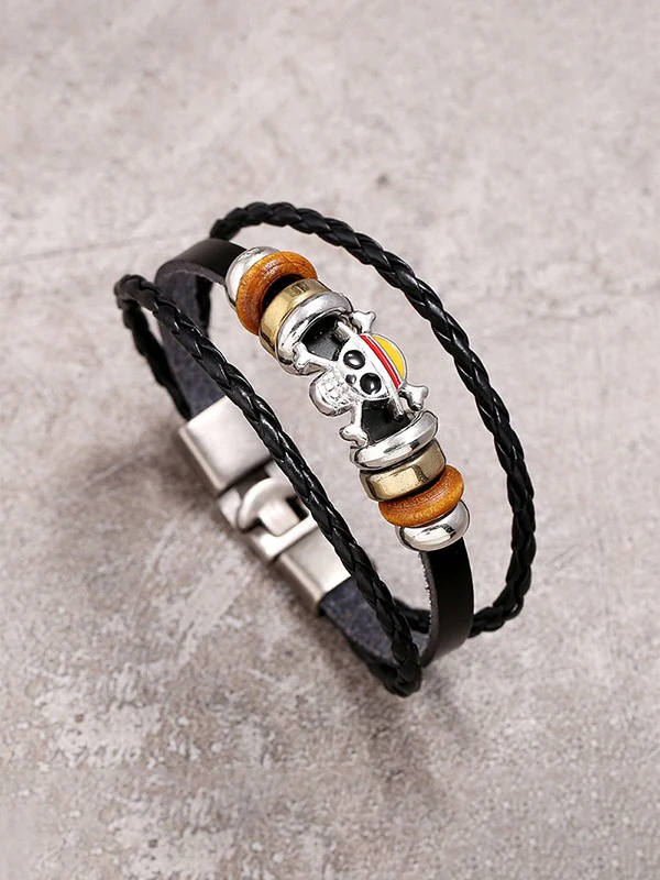 Men's Layered Braided Pu Leather Bracelet - Image 4