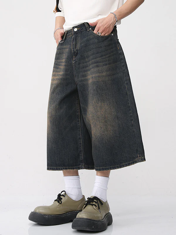 Men'S Loose Wide Leg Flared Cropped Pants Shorts - Image 13