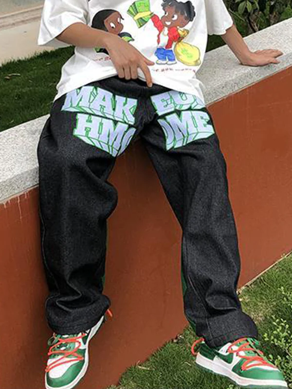 Men's Monogrammed Loose Jeans - Image 4