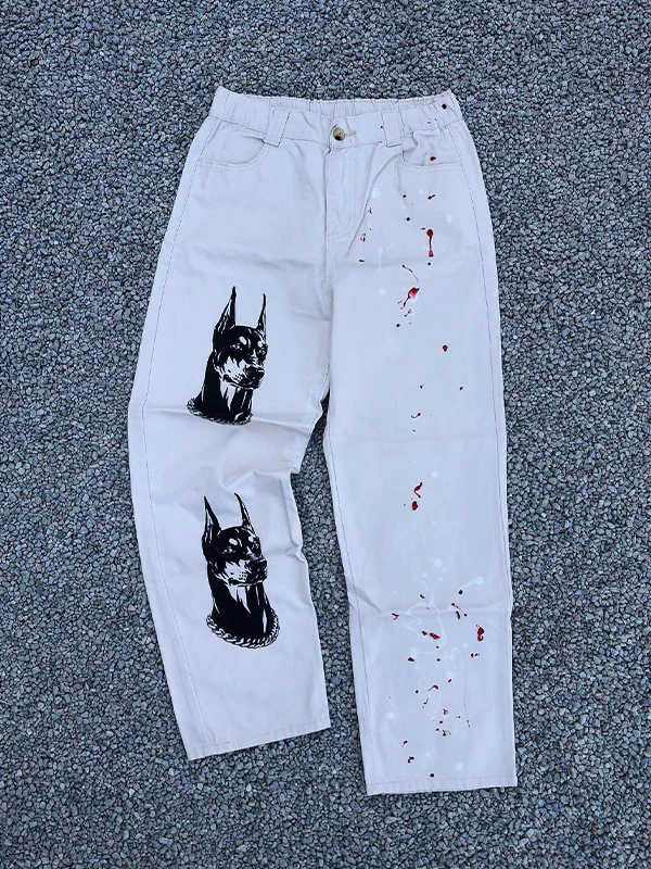Men's Printed Loose Jeans