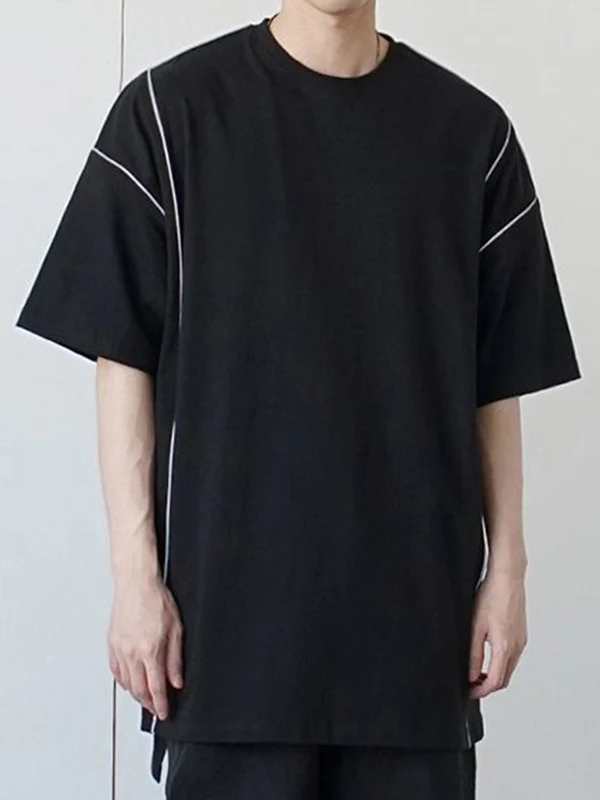 Men's Reflective Line Splice Half Sleeve Short Sleeve Tee
