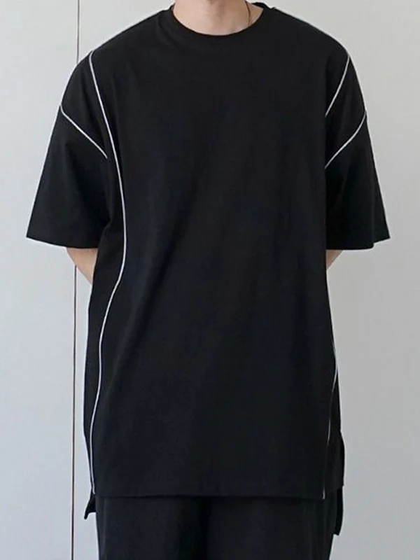 Men's Reflective Line Splice Half Sleeve Short Sleeve Tee - Image 3
