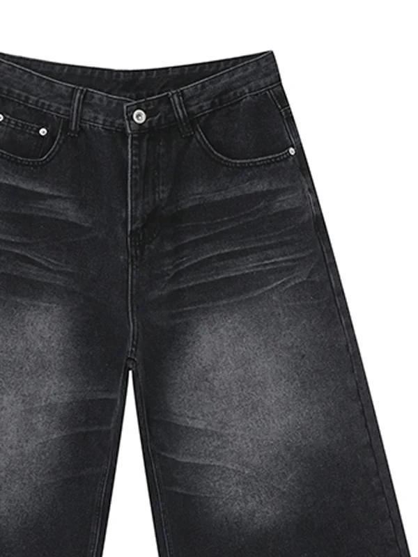Men'S Retro Washed Wide Leg Straight Denim Shorts - Image 13