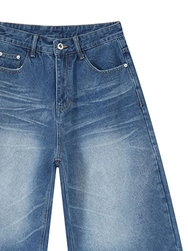 Men'S Retro Washed Wide Leg Straight Denim Shorts - Image 14