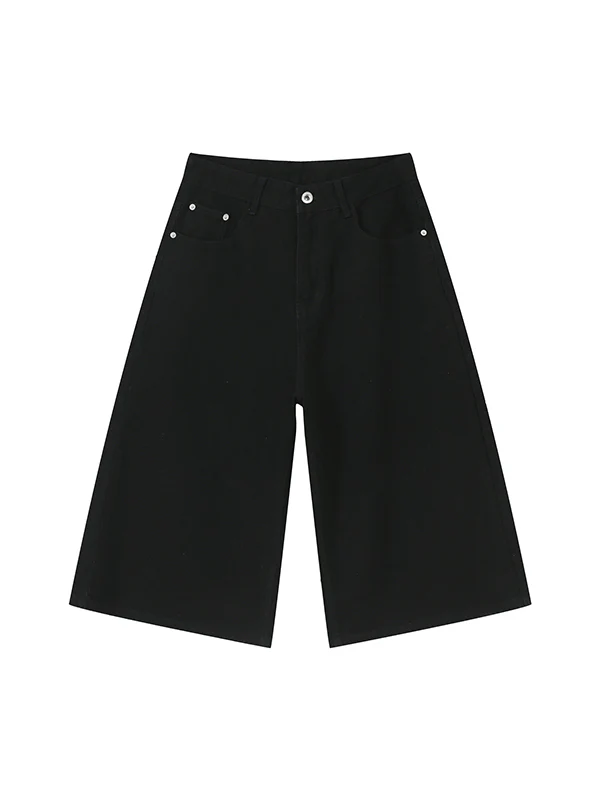 Men'S Retro Washed Wide Leg Straight Denim Shorts - Image 8